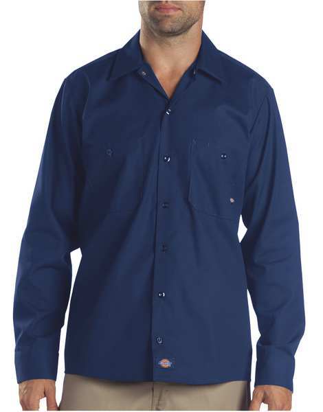 Long Slv Indstrl Shirt, Poplin, Navy, XLT