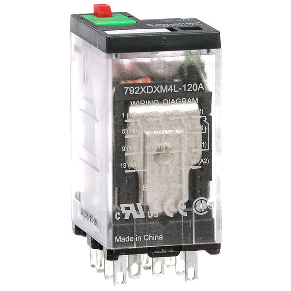General Purpose Relay, 120V AC Coil Volts, Square, 14 Pin, 4PDT