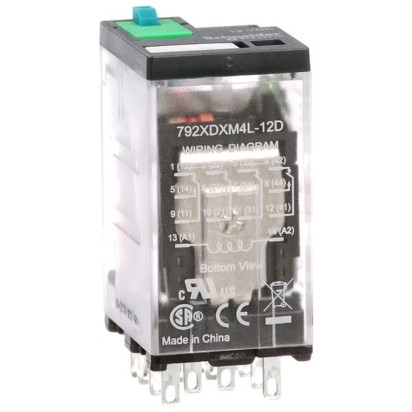 General Purpose Relay, 12V DC Coil Volts, Square, 14 Pin, 4PDT