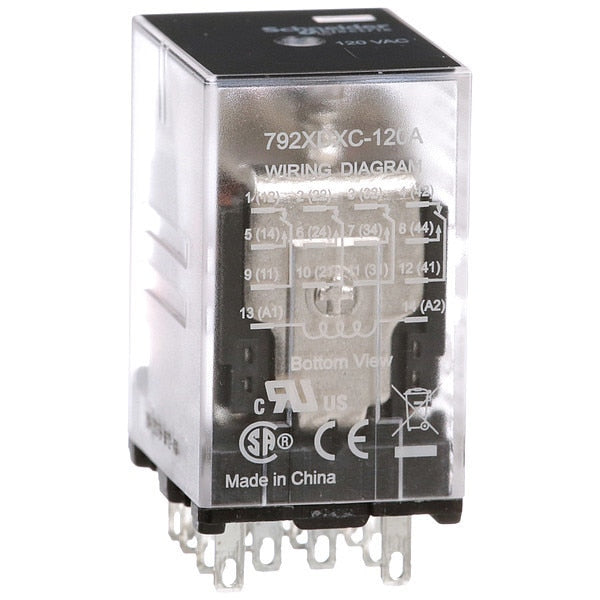 General Purpose Relay, 120V AC Coil Volts, Square, 14 Pin, 4PDT