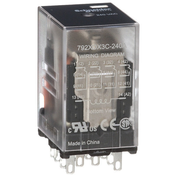 General Purpose Relay, 240V AC Coil Volts, Square, 14 Pin, 4PDT