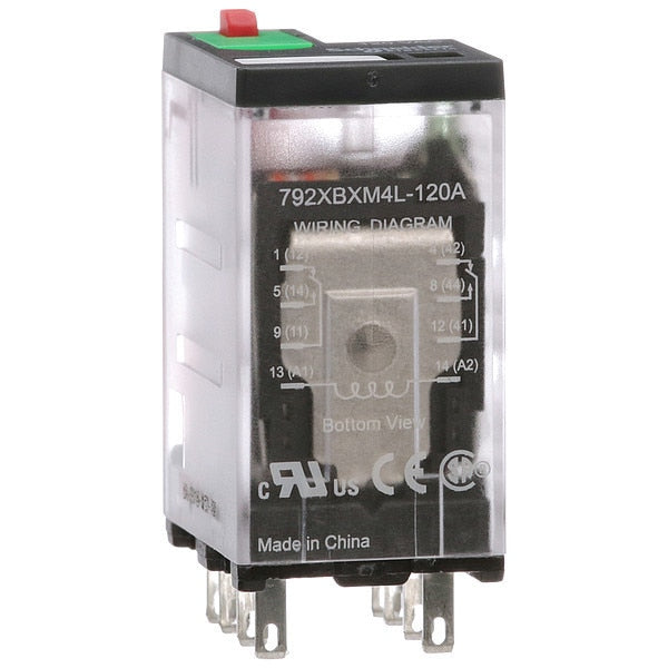 General Purpose Relay, 120V AC Coil Volts, Square, 8 Pin, DPDT