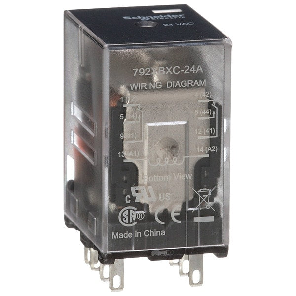 General Purpose Relay, 24V AC Coil Volts, Square, 8 Pin, DPDT