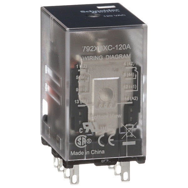 General Purpose Relay, 120V AC Coil Volts, Square, 8 Pin, DPDT
