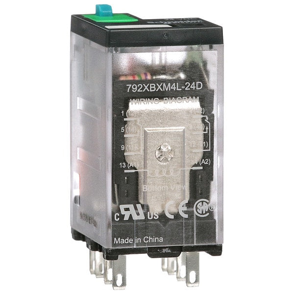 General Purpose Relay, 24V DC Coil Volts, Square, 8 Pin, DPDT