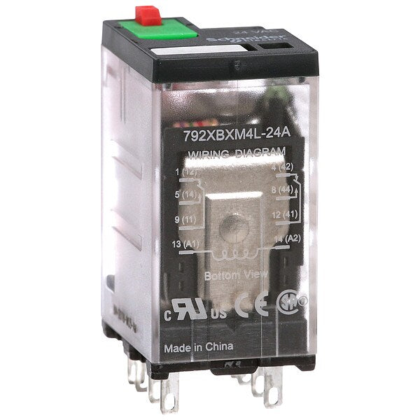 General Purpose Relay, 24V AC Coil Volts, Square, 8 Pin, DPDT