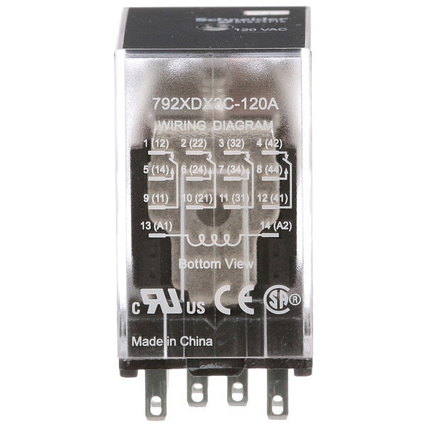 General Purpose Relay, 120V AC Coil Volts, Square, 14 Pin, 4PDT