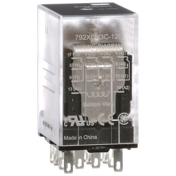 General Purpose Relay, 12V DC Coil Volts, Square, 14 Pin, 4PDT