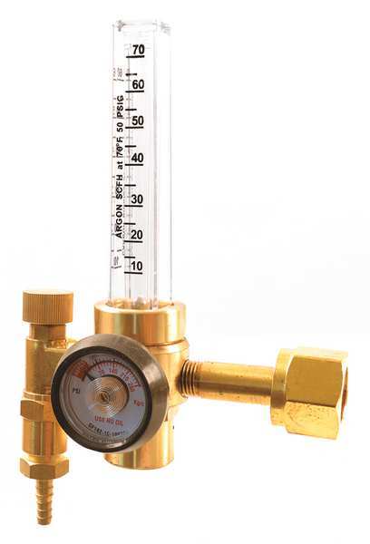 Stage Flowmeter Regulator, Single Stage, CGA-320, 10 to 80 scfh, Use With: Carbon Dioxide