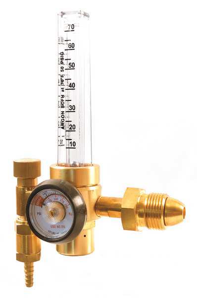 Stage Flowmeter Regulator, Single Stage, CGA-580, 10 to 70 scfh, Use With: Argon