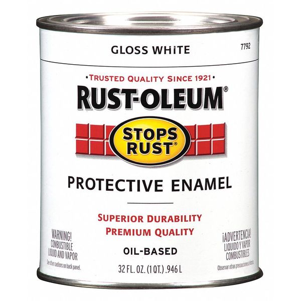 Interior/Exterior Paint, Gloss, Oil Base, White, 1 qt