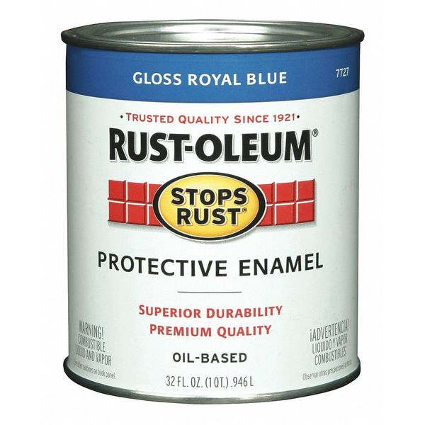 Interior/Exterior Paint, Glossy, Oil Base, Royal Blue, 1 qt