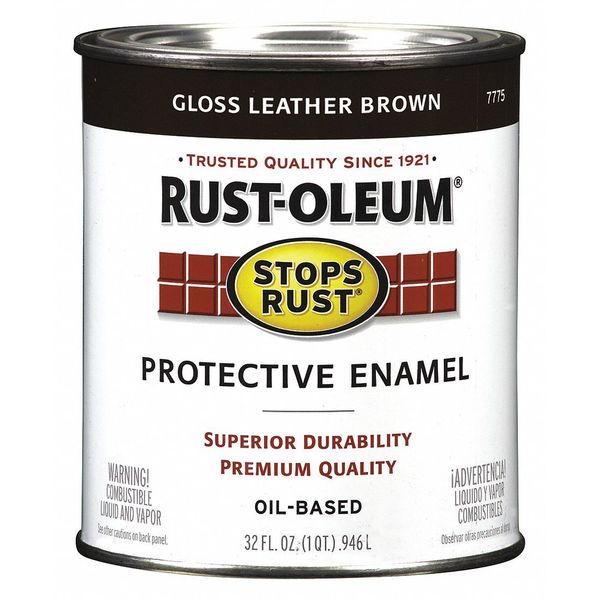 Interior/Exterior Paint, Glossy, Oil Base, Leather Brown, 1 qt