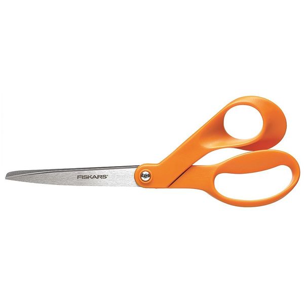 Scissors, 8 In L, Orange, Ambidextrous