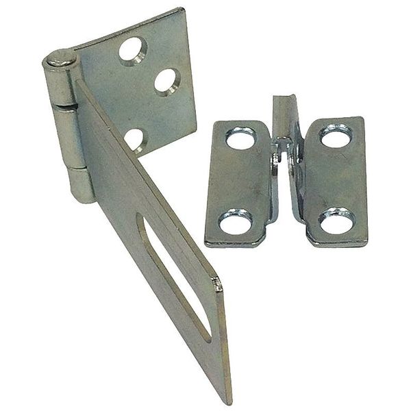 Fixed Staple Hasp, Zinc Plated, 1-1/2inL, Hasp Height: 13/16