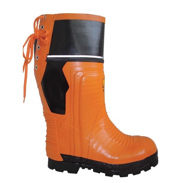 Size 6 Unisex Steel Rubber Boot, Orange/Black
