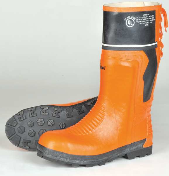 Size 13 Unisex Steel Rubber Boot, Orange/Black
