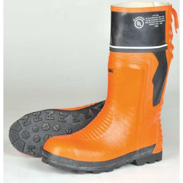 Size 14 Unisex Steel Rubber Boot, Orange/Black