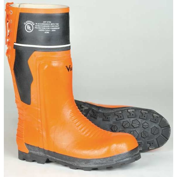 Size 6 Unisex Steel Rubber Boot, Orange/Black
