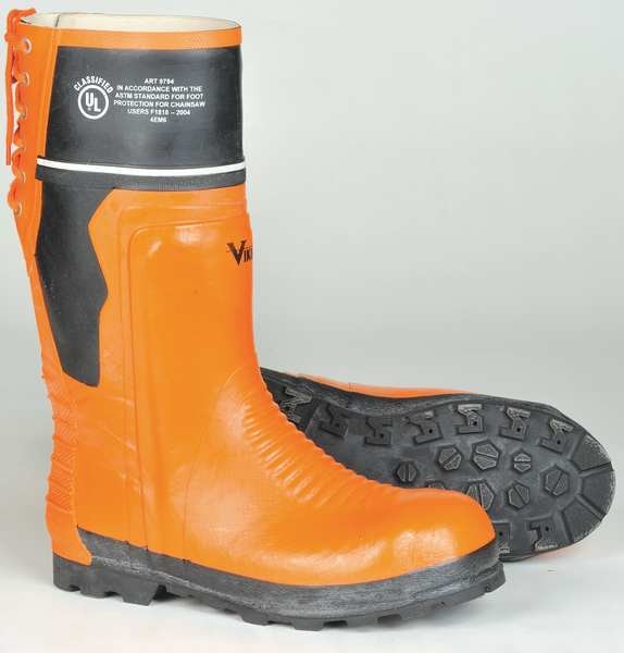 Size 12 Unisex Steel Rubber Boot, Orange/Black