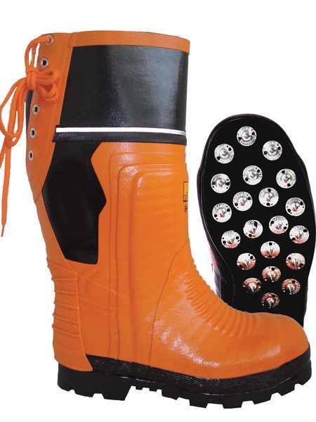 Size 11 Unisex Steel Boots, Orange/Black