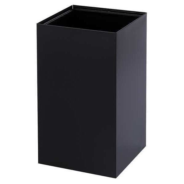 25 gal Square Recycling Bin, Open Top, Black, Steel, 1 Openings