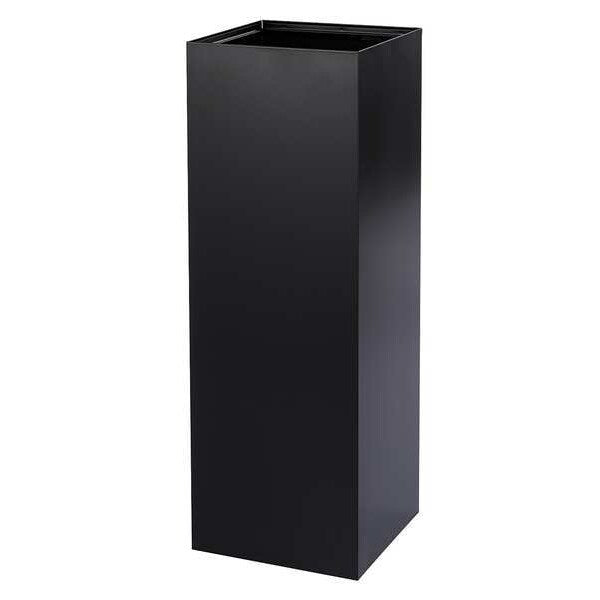 42 gal Square Recycling Bin, Open Top, Black, Steel, 1 Openings