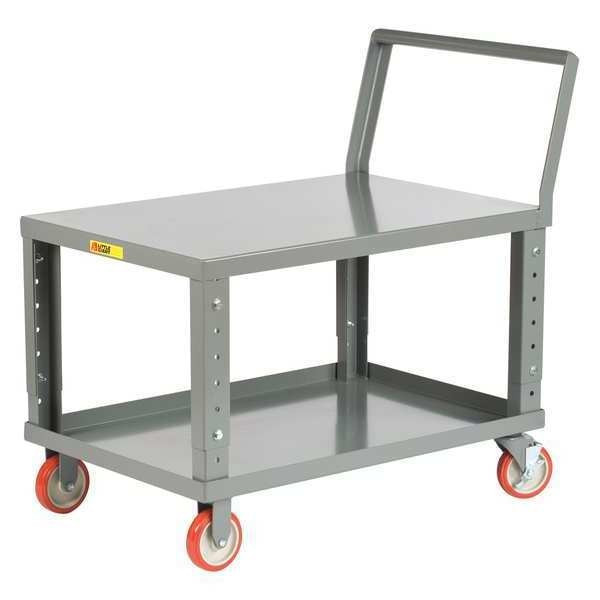 Steel Raised Handle Utility Cart, 2 Shelves, 1,200 lb