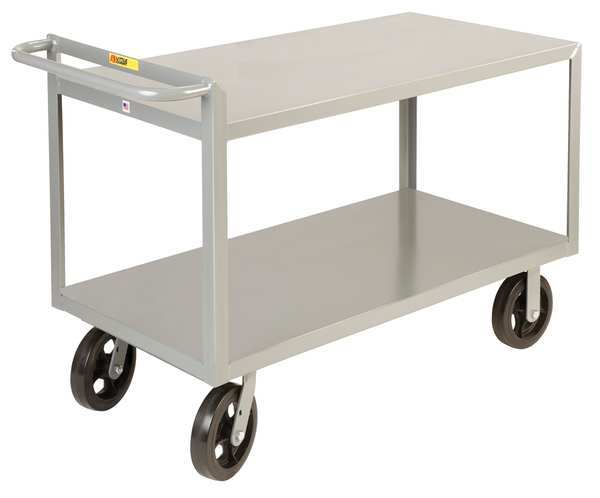 Steel Utility Cart with Flush Metal Shelves, Flat, 2 Shelves, 2,400 lb