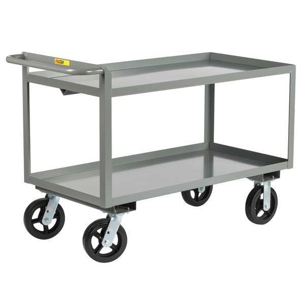 Steel Utility Cart with Lipped Metal Shelves, Flat, 2 Shelves, 2,000 lb