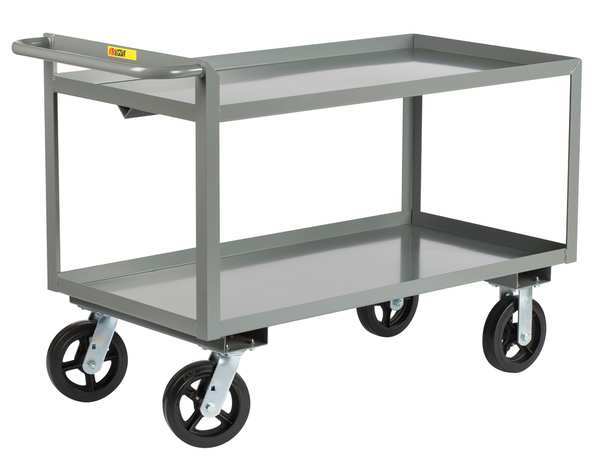 Steel Raised Handle Utility Cart, 2 Shelves, 2,000 lb