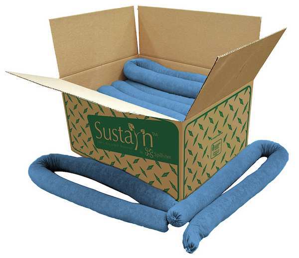 Sorbents, 17 gal/pk; 1.2 gal/sock, Oil Absorbed, Blue, Polypropylene, 15 PK