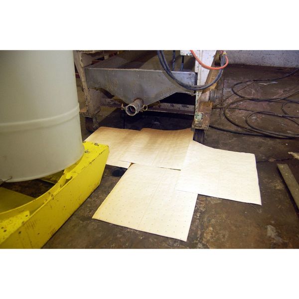 Sorbents, 29 gal/pk, .15 gal/pad, Oil Absorbed, Tan, Polypropylene, 200 PK