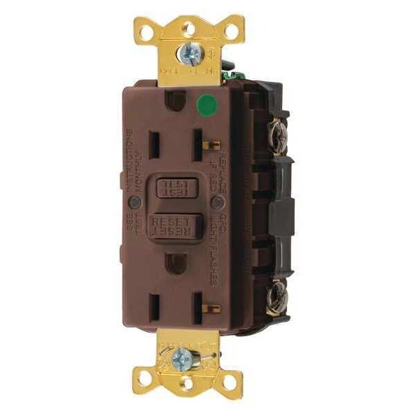 GFCI Receptacle, 20A, 125VAC, 5-20R, Brown