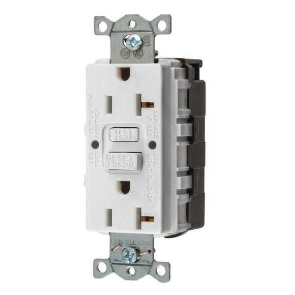 GFCI Receptacle, 20A, 125VAC, 5-20R, White