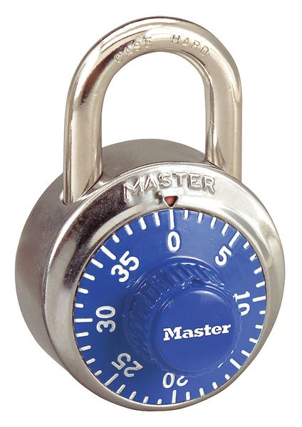 Combination Padlock, Center, Blue/Silver