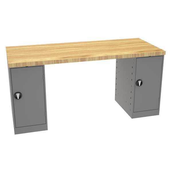 Workbench, Butcher Block, 72 in W, 33 3/4 in Height, 3,600 lb, Pedestal