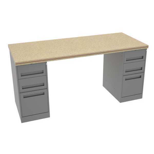 Workbench, Shop Top, 72 in W, 33 3/4 in Height, 1,500 lb, Pedestal