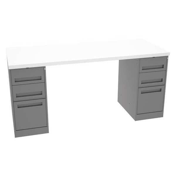 Workbench, Laminate, 72 in W, 33 1/2 in Height, 750 lb, Pedestal