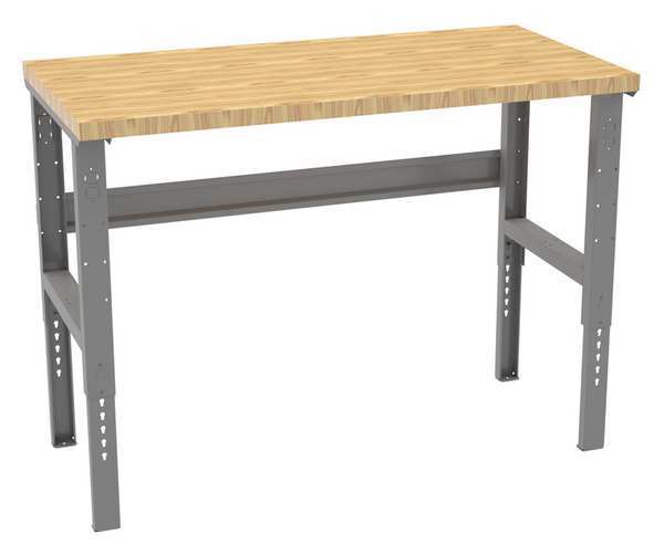 Bolted Workbench, Butcher Block, 60 in W, 35-3/8 in to 41-3/8 in Height, 3,800 lb, Straight