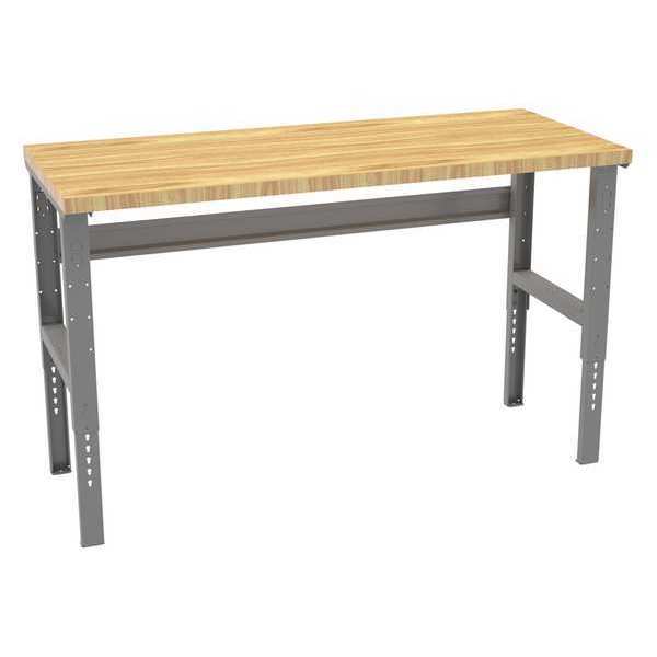 Bolted Workbench, Butcher Block, 72 in W, 35-3/8 in to 41-3/8 in Height, 3,600 lb, Straight
