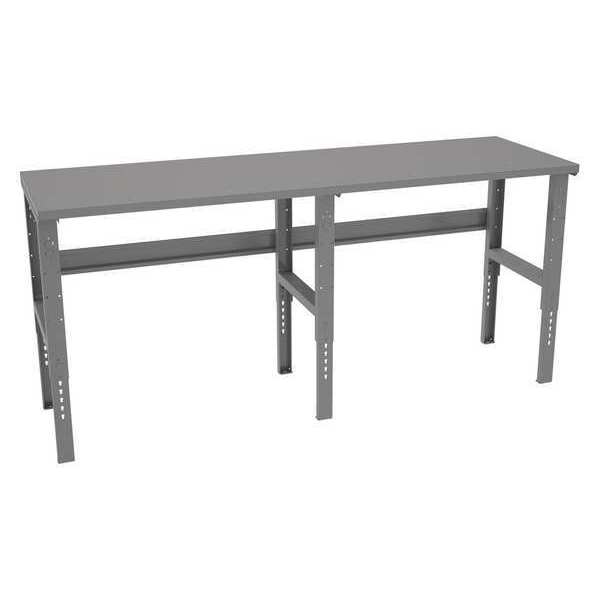 Bolted Workbench, Steel, 96 in W, 35-3/8 in to 41-3/8 in Height, 3,000 lb, Straight