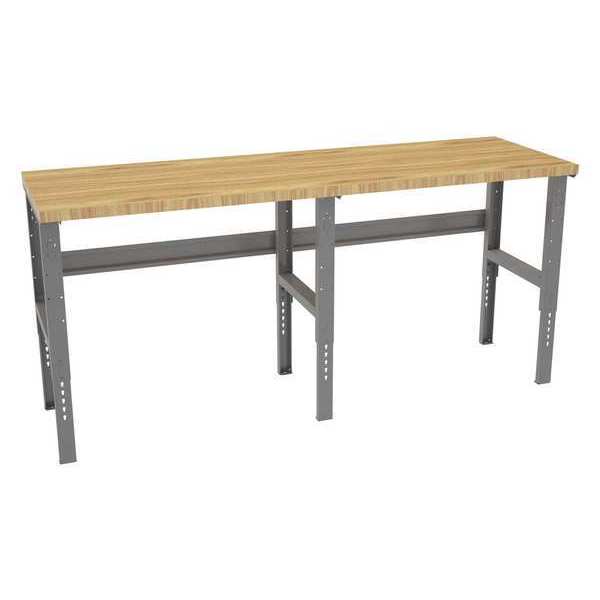 Bolted Workbench, Butcher Block, 96 in W, 35-3/8 in to 41-3/8 in Height, 3,000 lb, Straight
