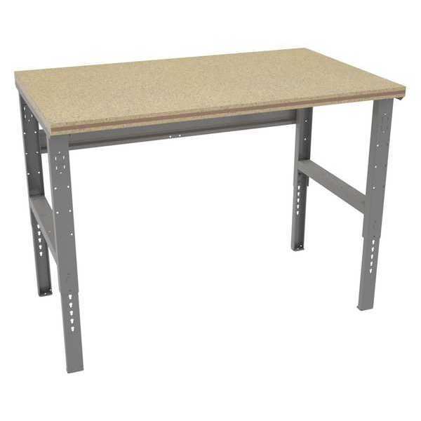 Bolted Workbench, Shop Top, 60 in W, 35-3/8 in to 41-3/8 in Height, 1,900 lb, Straight