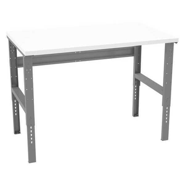 Bolted Workbench, Laminate, 60 in W, 35-3/8 in to 41-3/8 in Height, 800 lb, Straight