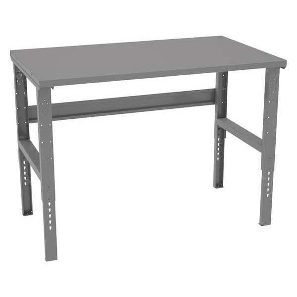 Bolted Workbench, Steel, 60 in W, 35-3/8 in to 41-3/8 in Height, 2,500 lb, Straight