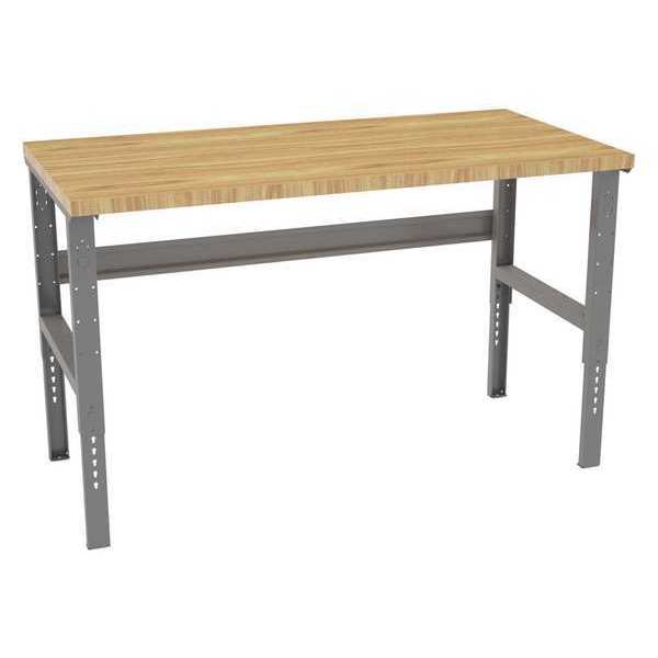 Bolted Workbench, Butcher Block, 72 in W, 35-3/8 in to 41-3/8 in Height, 3,600 lb, Straight