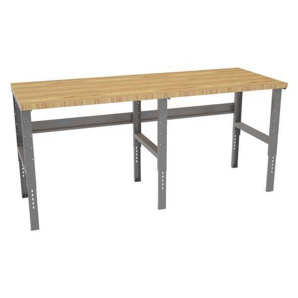Bolted Workbench, Butcher Block, 96 in W, 35-3/8 in to 41-3/8 in Height, 4,000 lb, Straight