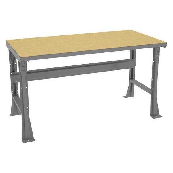Workbench, Particleboard, 60 in W, 33 3/4 in Height, 2,500 lb, Flared