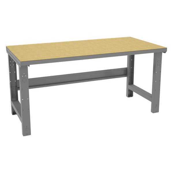 Bolted Workbench, Particleboard, 60 in W, 27-7/8 in to 35-3/8 in Height, 2,500 lb, Straight